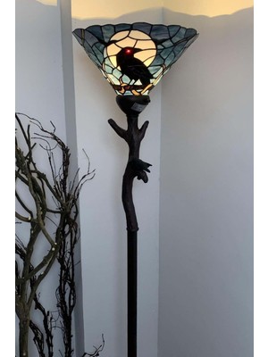 Home London Breeze Raven Tiffany Stil, El Işçiliği Vitray Cam Dekoratif Lambader