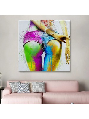 Beta Moda Hub Renkli Kadın Poposu Kanvas Tablo-