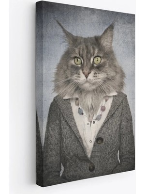 Beta Moda Hub Kedi Kafalı Insan Kanvas Tablo-