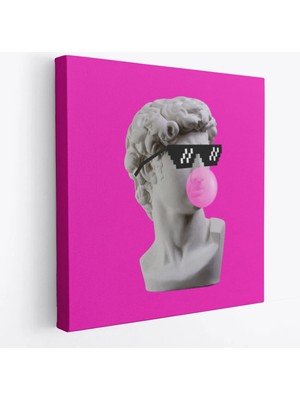 Beta Moda Hub Piksel Gözlüklü David'in Kafasının Alçı Heykeli Kanvas Tablo, Pop Art-