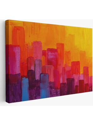 Beta Moda Hub Renkli Şehir Silüeti Duvar Tablosu-