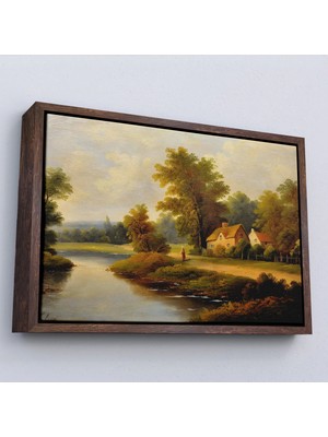 Beta Moda Hub Ahşap Çerçeveli Rusya Köy Evi Manzarası Tablo-