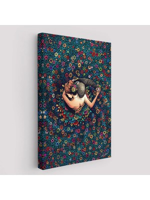 Beta Moda Hub Renkli Çiçekler Içinde Dans Eden Sevgililer Duvar Tablosu-