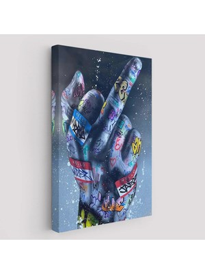 Beta Moda Hub El Hareketi Hip Hop Posteri, Orta Parmak Hareketi Sokak Sanatı, Kanvas Tablo-