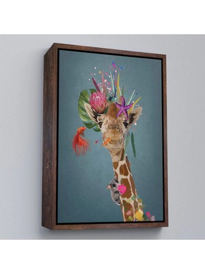 Beta Moda Hub Ahşap Çerçeveli Sevimli Zürafa Tablosu-