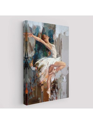 Beta Moda Hub Beyaz Elbiseli Bale Yapan Güzel Kız Duvar Tablosu-