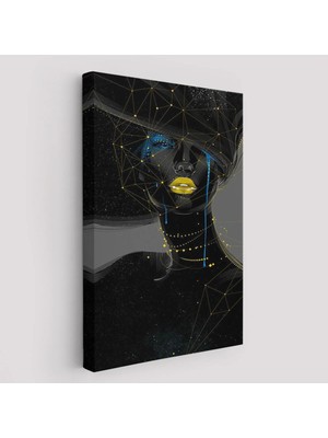 Beta Moda Hub Sürreal Siyah Kadın Dekoratif Duvar Tablosu-