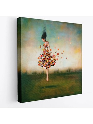 Beta Moda Hub Çiçek Elbiseli Kız Kanvas Tablo-