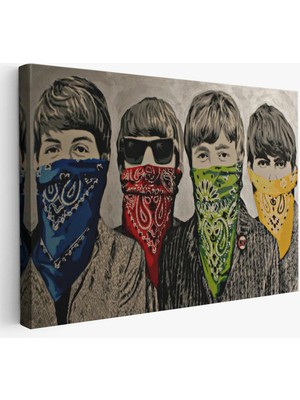 Beta Moda Hub Bansky'nin Bandanalı Beatles Çocuklar Isimli Çalışması Kanvas Tablo-