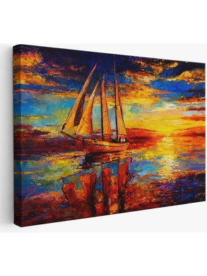 Beta Moda Hub Deniz ve Yelkenli Manzarası Yağlıboya Görünüm Dekoratif Kanvas Duvar Tablosu-