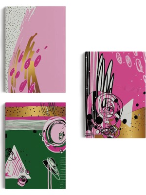 Beta Moda Hub Sürreal Şekiller Dekoratif Duvar Tablosu Üçlü Set-Ep-