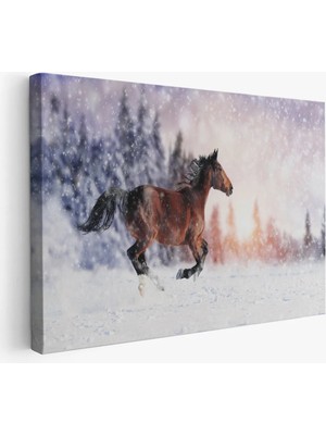 Beta Moda Hub Karda Koşan At Dekoratif Kanvas Tablo