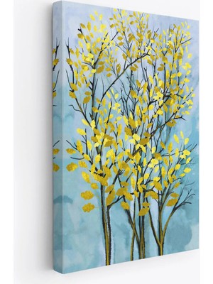 Beta Moda Hub Sarı Yapraklar Soyut Dekoratif Kanvas Tablo-