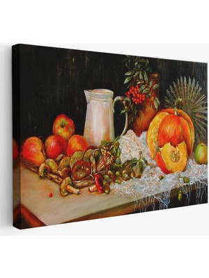 Beta Moda Hub Masa Üstündaki Meyveler Yağlı Boya Görünümlü Tablo-