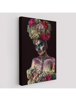 Beta Moda Hub Güzel Kızın Cadılar Bayramı Makyajı Duvar Tablosu-