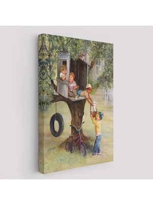 Beta Moda Hub Dianne Dengel Ağaç Ev'de Oynayan Çocuklar Tablosu-