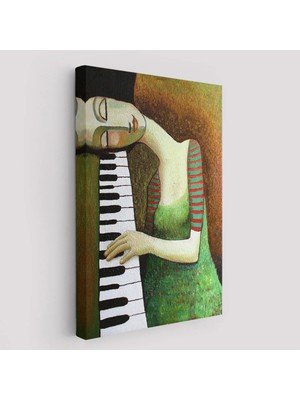 Beta Moda Hub Piyano Çalan Kadın Duvar Tablosu-