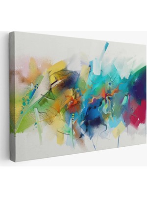 Beta Moda Hub Soyut Fırça Darbeleri Ile Yağlıboya Görünüm Dekoratif Kanvas Duvar Tablosu-