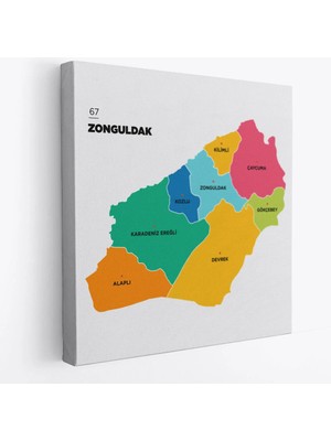 Beta Moda Hub Zonguldak Ili ve Ilçeler Haritası Dekoratif Kanvas Tablo