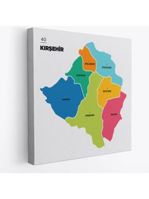 Beta Moda Hub Kırşehir Ili ve Ilçeler Haritası Dekoratif Kanvas Tablo
