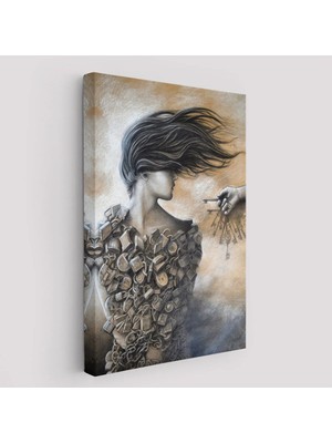 Beta Moda Hub Kilitler Içindeki Kadın Duvar Tablosu-