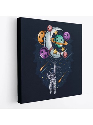 Beta Moda Hub Ay ve Gezegenler Ile Uçan Astronot Tablo-
