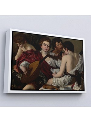 Beta Moda Hub Ahşap Çerçeveli Caravaggio - Müzisyenler Tablo - The Musicians-