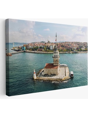 Beta Moda Hub Kızkulesi ve Üsküdar Kuşbakışı Manzarası Dekoratif Kanvas Tablo-