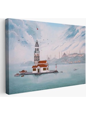 Beta Moda Hub Kız Kulesi Yağlıboya Görünüm Dekoratif Kanvas Tablo-