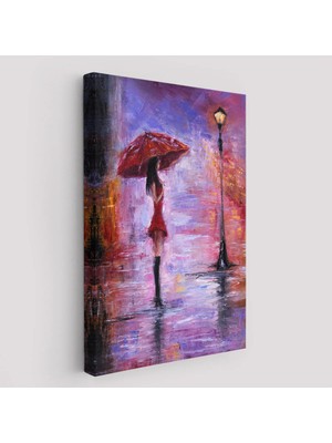 Beta Moda Hub Gece Lambası Altında Şemsiyeli Kız Tablosu-