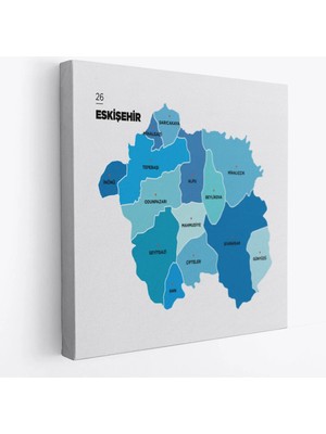Beta Moda Hub Eskişehir Ili ve Ilçeler Haritası Dekoratif Kanvas Tablo