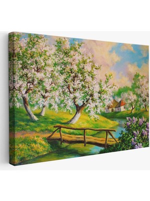 Beta Moda Hub Köy Içinden Akan Akarsu Bahar Manzarası Duvar Tablosu-