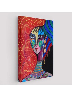 Beta Moda Hub Zarif Kadın Portresi Dekoratif Kanvas Duvar Tablosu-