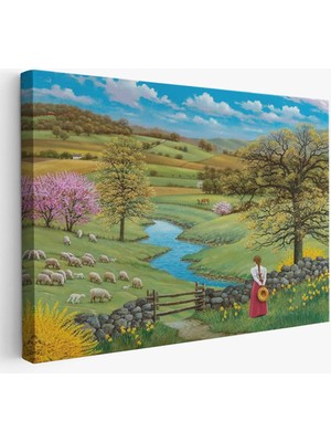 Beta Moda Hub Akarsu Kenarındakı Rus Köylü Kızı Dekoratif Duvar Tablosu-