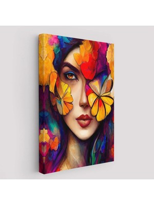 Beta Moda Hub Çiçek ve Kadın Temalı Dekoratif Duvar Tablosu-