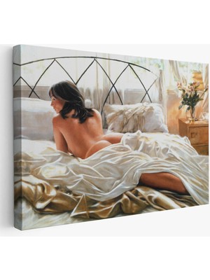 Beta Moda Hub Yataktaki Güzel Kadın Dekoratif Duvar Tablosu-
