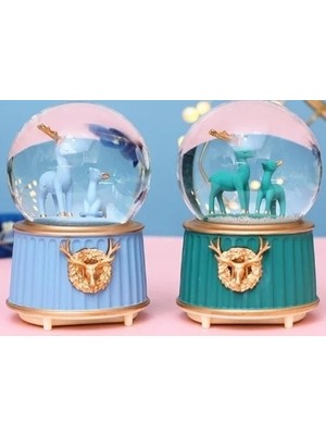 Mdk Mavi-Yeşil Geyik Kar Küresi Küçük Boy