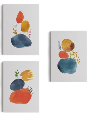 Beta Moda Hub Suluboya Şekilleri Soyut Sanat Dekoratif Tablo Seti-Aö-