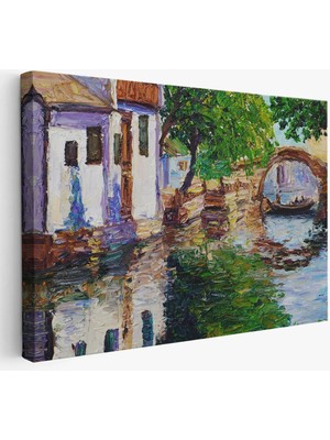 Beta Moda Hub Yağlıboya Kanal Manzarası Dekoratif Kanvas Duvar Tablosu-
