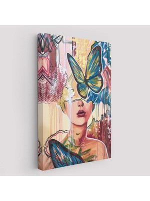 Beta Moda Hub Renlki Sürreal Kadın Portresi Dekoratif Duvar Tablosu-