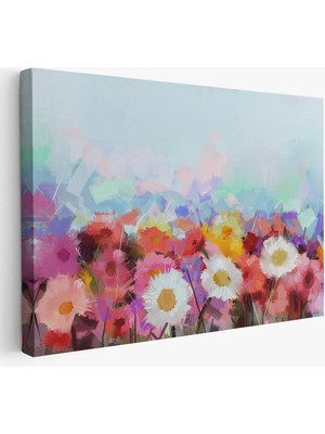 Beta Moda Hub Güzel Çiçekler Yağlıboya Görünüm Dekoratif Kanvas Duvar Tablo-
