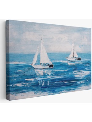 Beta Moda Hub Yaz Yelkenli Dekoratif Kanvas Duvar Tablosu-