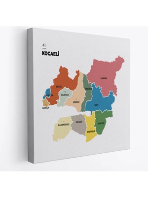 Beta Moda Hub Kocaeli Ili ve Ilçeler Haritası Dekoratif Kanvas Tablo