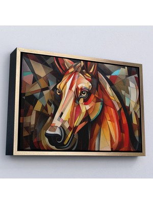 Beta Moda Hub Ahşap Çerçeveli Vitray Tarzı At Kafası Tablosu-