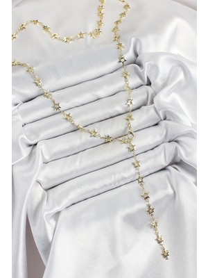AyrStore Buğz Pirinç Gold Renk Yıldızlı Kadın Y Kolye