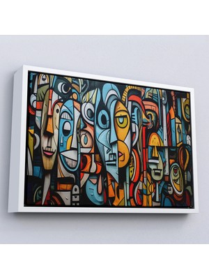 Beta Moda Hub Ahşap Çerçeveli Kübizm Grafiti Tablosu-