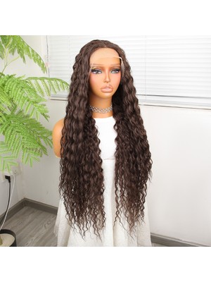 Kaia Life Afro Dalga Kumral Fiber Sen Tül Peruk