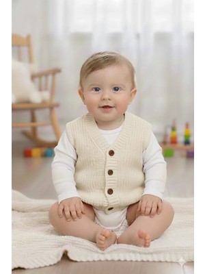 Mihrumay Erkek Bebek ve Çocuk Düz Deseni Triko Yelek