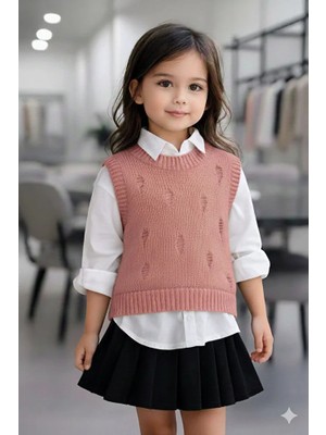 Mihrumay Kız Çocuk Yırtıklı Desenli Süveter