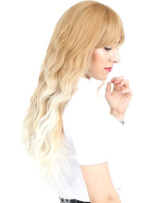 Kaia Life Perçemli Uzun Su Dalgası Fiber Sen Peruk / Balköpüğü / Platin Uzun Ombreli